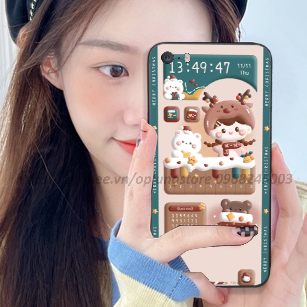 Ốp lưng Iphone 5 / 5S / 5SE in hình 3D gấu cute xinh xắn cạnh viền vuông bảo vệ camera