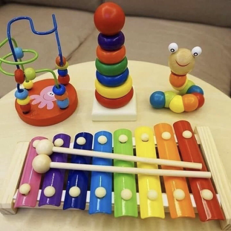 combo 4 món đồ chơi gỗ