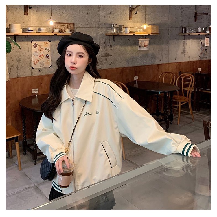 Áo khoác bóng chày COZOKC tay dài dáng rộng kiểu cổ điển Hàn Quốc dễ phối đồ