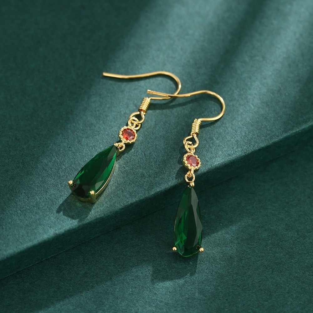 Bông Tai Dạng Kẹp Hình Giọt Nước Pha Lê Xanh Lá Hóa Trang Hayao Sophie Howl Anime Howl 'S Move Cho Nam Và Nữ