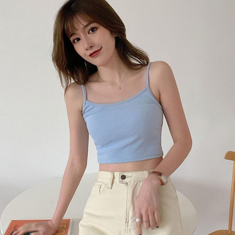 Áo hai dây ôm cơ bản trơn màu quyến rũ phong cách Hàn Quốc cho nữ