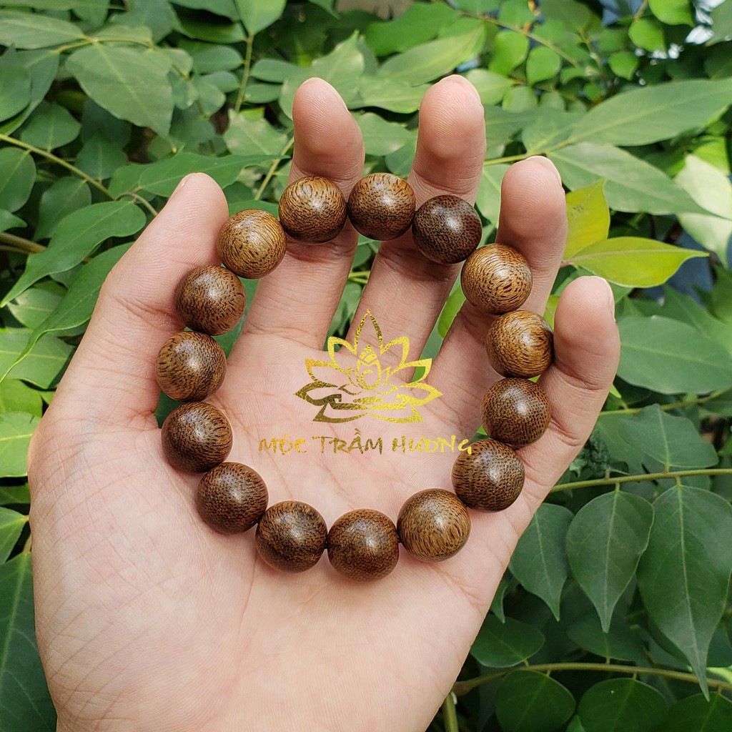 Vòng Tay Trầm Hương Hạt Tròn Đơn Size 14mm Trầm Tốc Việt Tự Nhiên - Mùi Thơm Dịu Nhẹ