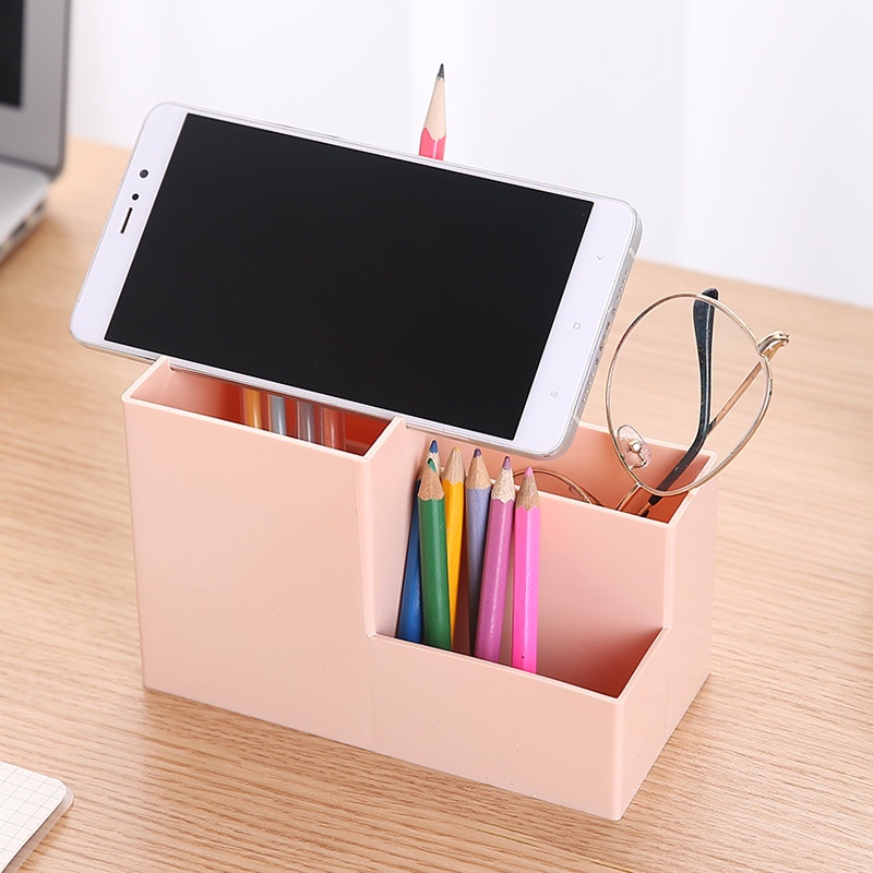 Khay Nhựa Đựng Bút 3 Ngăn/ Kệ Đựng Mỹ Phẩm, Đồ Trang Điểm Để Bàn Đa Năng