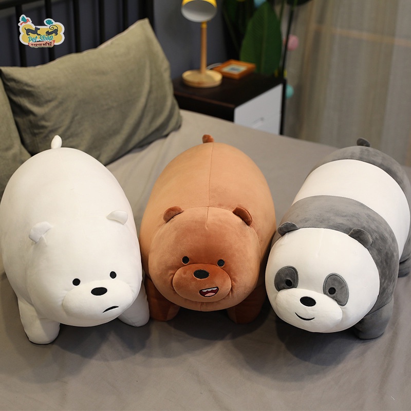 Gối nhồi bông hình gấu hoạt hình We Are Bears với hình chú Ice Bear/Grizzly/Panda tùy chọn vui nhộn cho bé