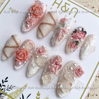 Nailbox móng úp thiết kế hoa hồng cổ điển