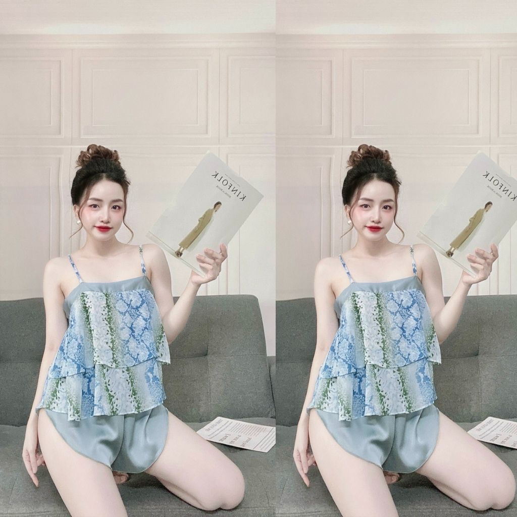 Đồ ngủ nữ BIGSIZE❣️FREE SHIP❣️Đồ ngủ sexy lụa Chiffon phối Satin cao cấp mềm mại xinh xắn &lt; 72KG