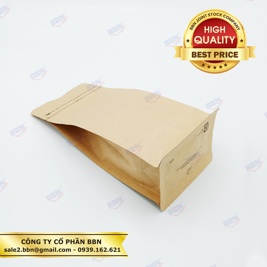 50 Túi giấy kraff đáy bằng zipper pocket 500gr size 13x26.5x8.5 cm
