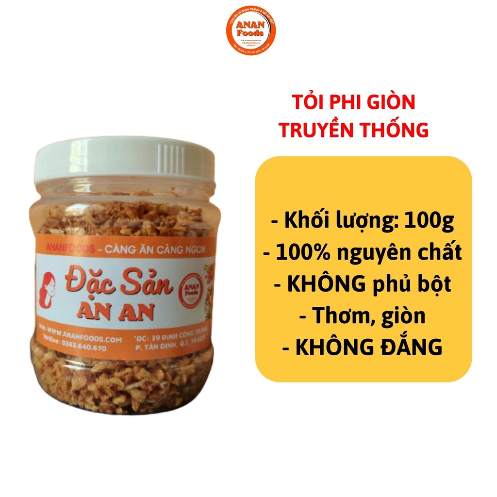 Tỏi phi giòn nguyên chất trộn bánh tráng nhà làm 100gr  Không Phủ Bột ANANFOODS - TỎI_100g