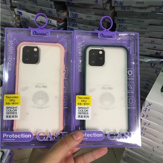 Ốp cho iPhone 11/ 11 Pro/ 11 Pro Max hiệu Ou Case viền màu chống sốc, lưng nhám chống vân tay