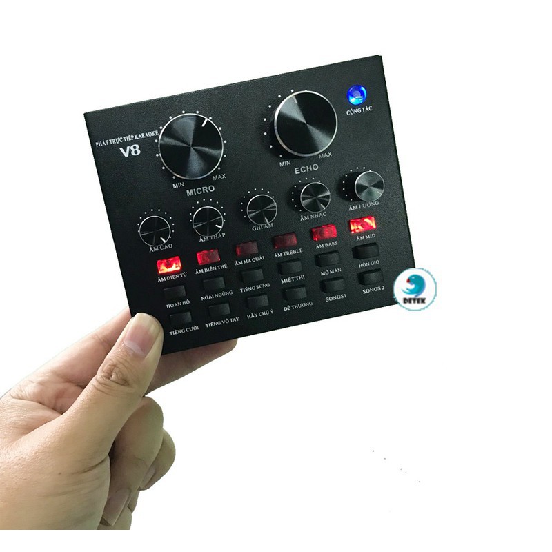 SOUNDCARD LIVESTREAM V8 AUTOTUNE CÓ BLUETOOTH