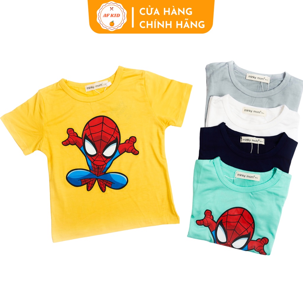 Áo phông cộc tay AF KID cho bé in hình nhện siêu nhân cho bé trai bé gái 7-20kg