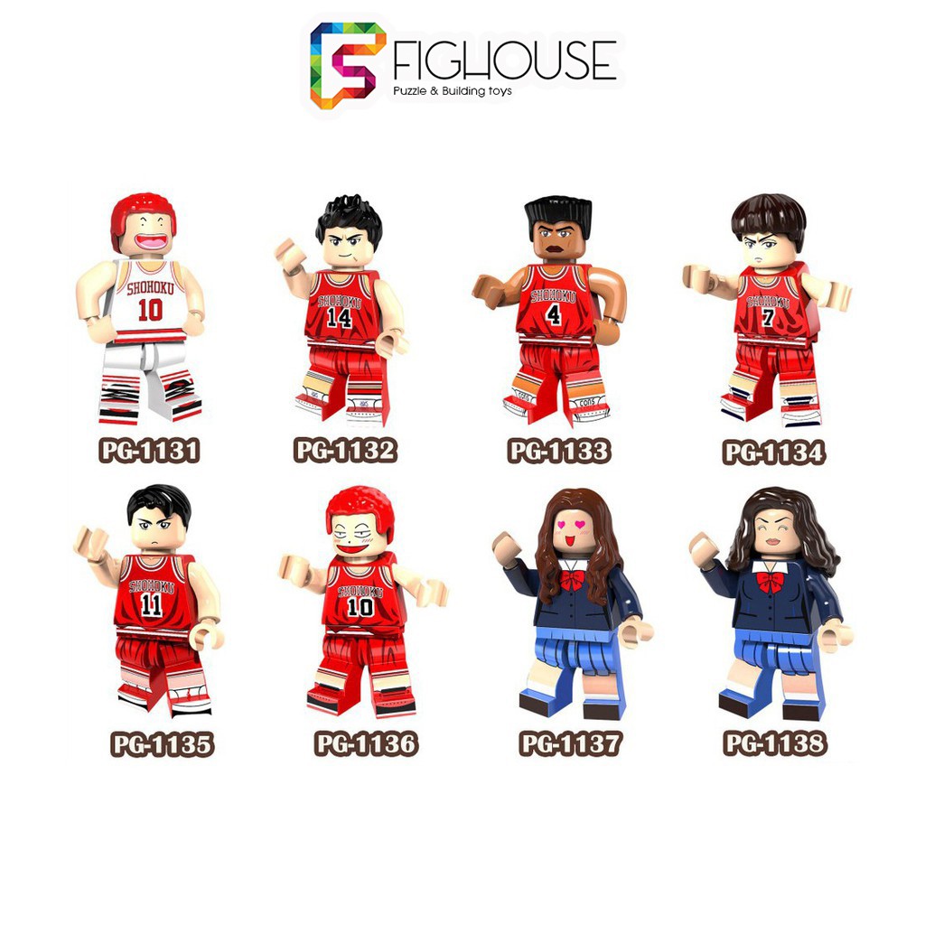 Xếp Hình Minifigures Các Nhân Vật Cao Thủ Bóng Rổ Slam Dunk Đội Shohoku - Đồ Chơi Lắp Ráp non-lego PG8092 [B4]