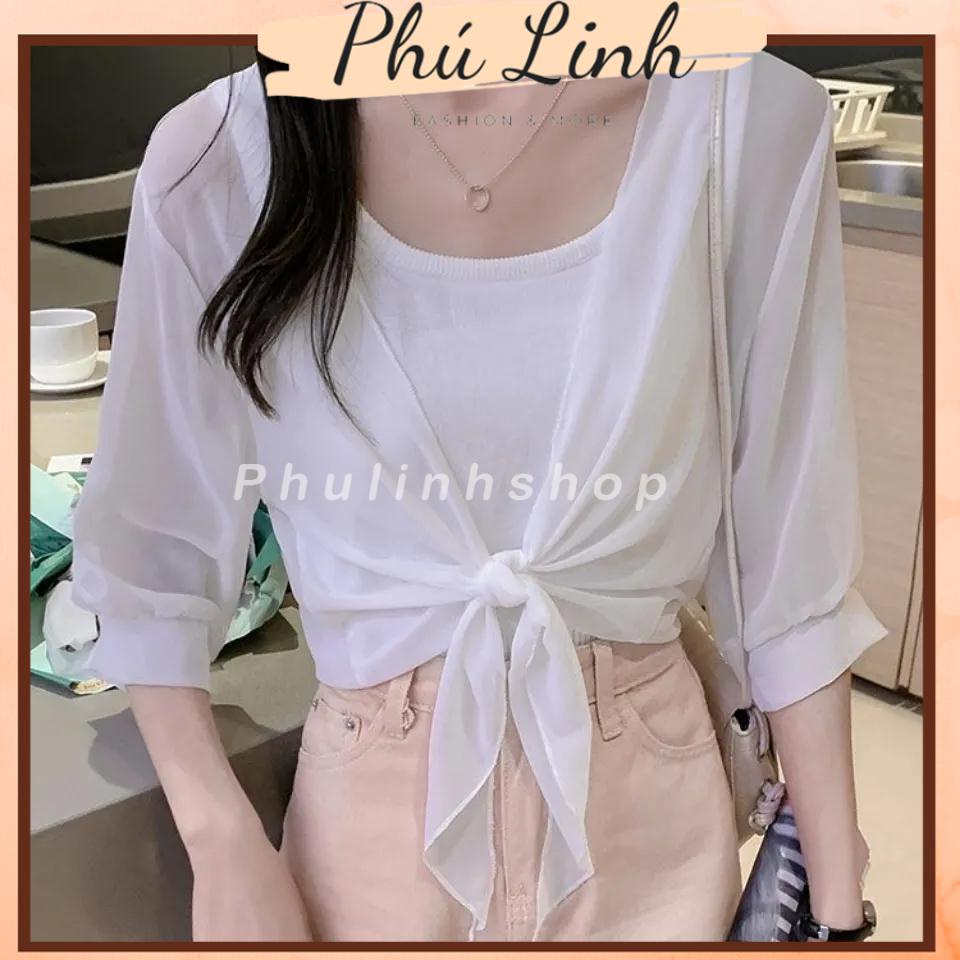 MS570 Áo voan buộc nơ đi biển mix váy áo bikini, áo kiểu nữ