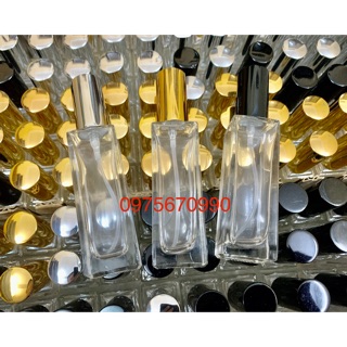 Chai chiết nước hoa 20ml thuỷ tinh vuông. Lọ chiết nước hoa 20ml thuỷ tinh vuông