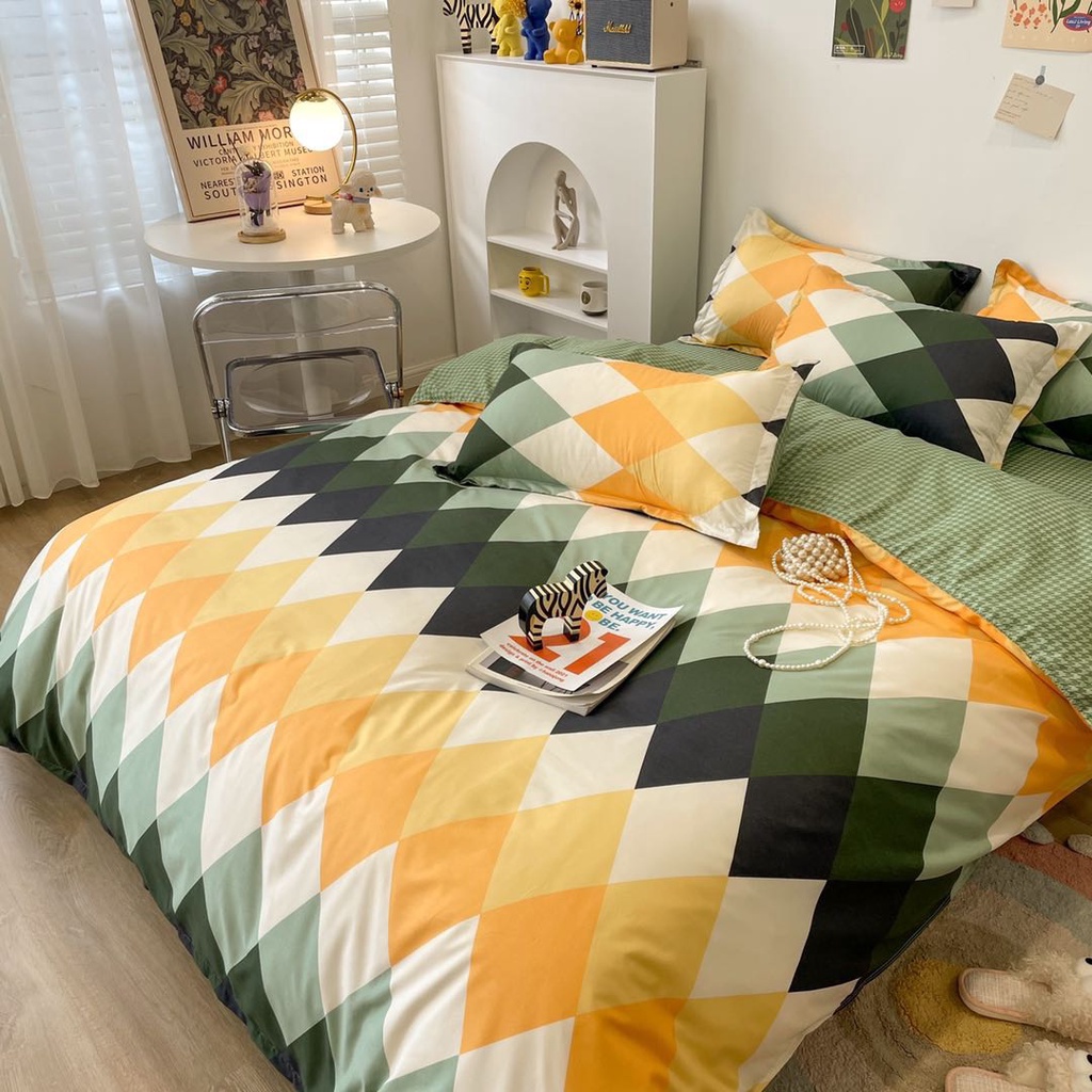 [BST 15] Bộ chăn ga gối Cotton Poly EmmiBedding phong cách Hàn Quốc Drap giường cotton hot trend (không kèm ruột)