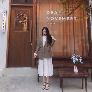 [ Ảnh thật] Áo blazer nâu tây