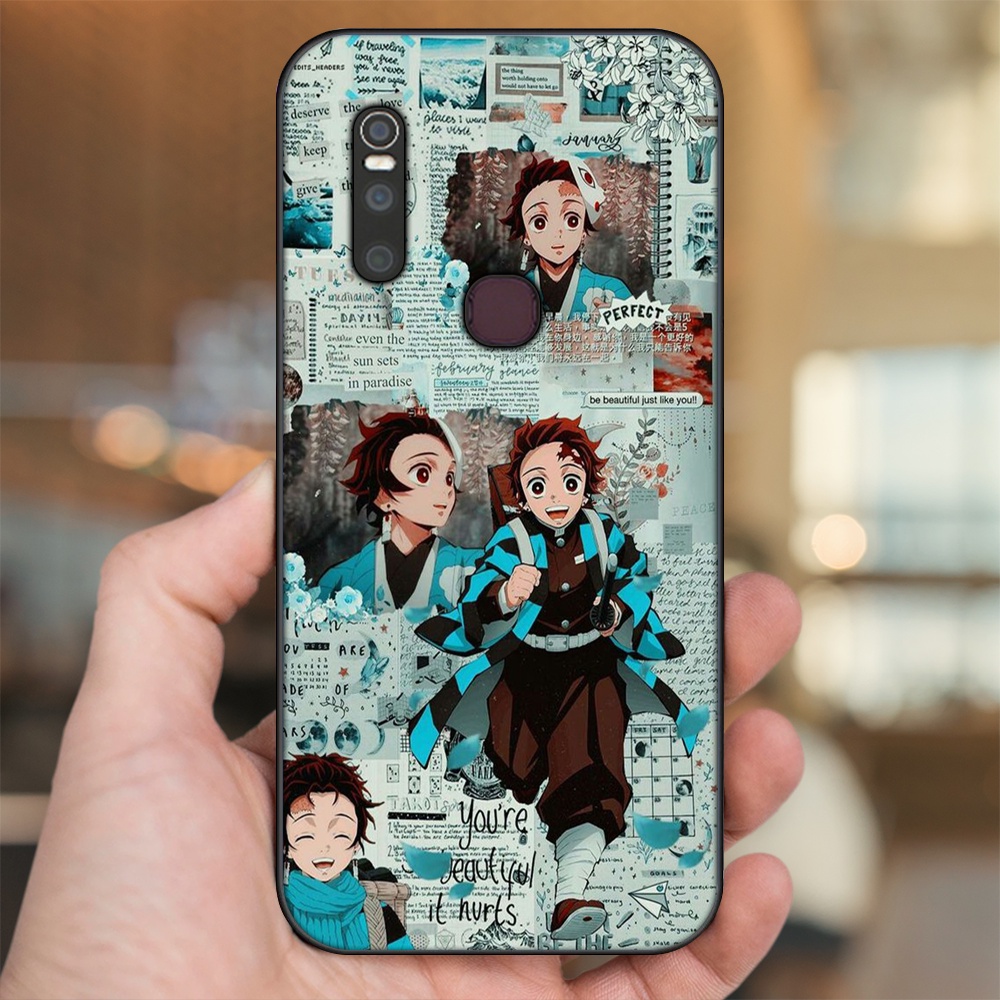 Ốp lưng Vivo V15 viền đen in hình Tanjiro Kimetsu No Yaiba