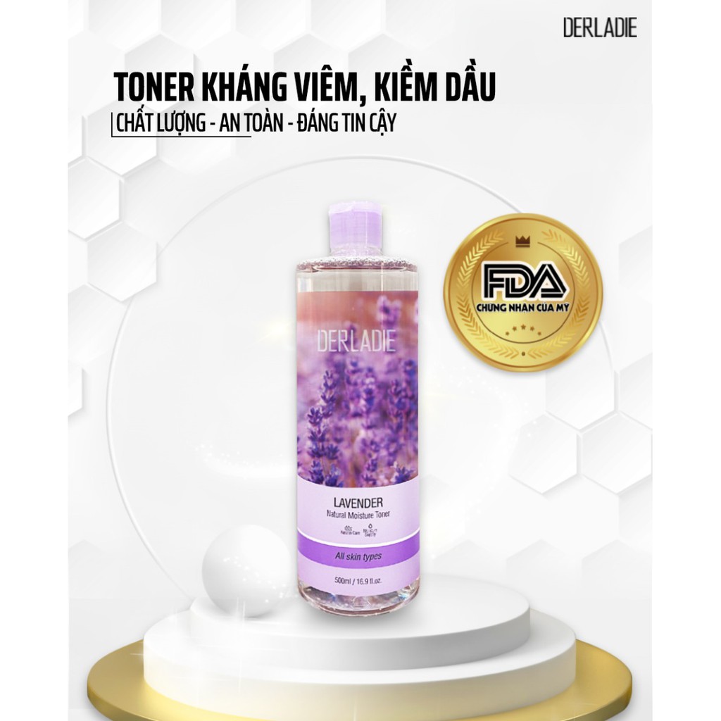 Nước Hoa Hồng Dành Cho Da Mụn Chiết Xuất Lavender Derladie Lavender Natural Moisture Toner 500ml