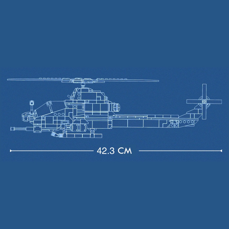 Đồ chơi Lắp Ráp Máy Bay Trực Thăng AH-1Z Viper, Sluban 0838 M38 Attack Helicopter, Xếp hình thông minh