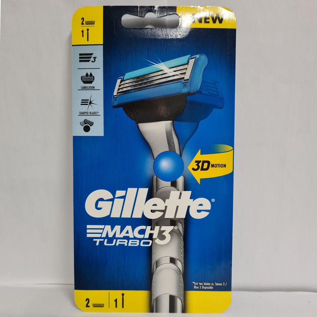 Dao cạo râu 3 lưỡi Gillette Mach 3 Turbo 3D (1 tay cầm và 2 đầu cạo)