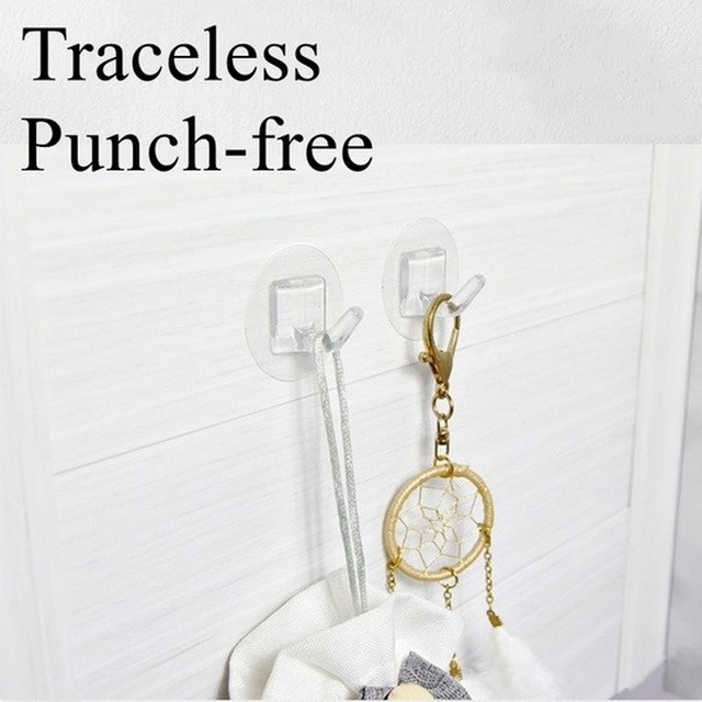 Móc treo đồ dán tường bằng nhựa trong suốt có thể tái sử dụng tiện lợi