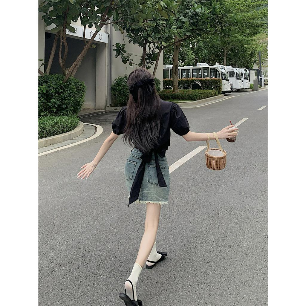 「 WELOVE1 」Áo Croptop Ngắn Tay Cổ Chữ V Thời Trang Mùa Hè Dành Cho Nữ