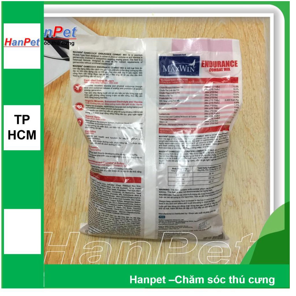 HN-Cám gà chọi Maxwin - thức ăn gà đá - kích thích phát triển cơ - gói 1kg (hàngThái) (hanpet  614)