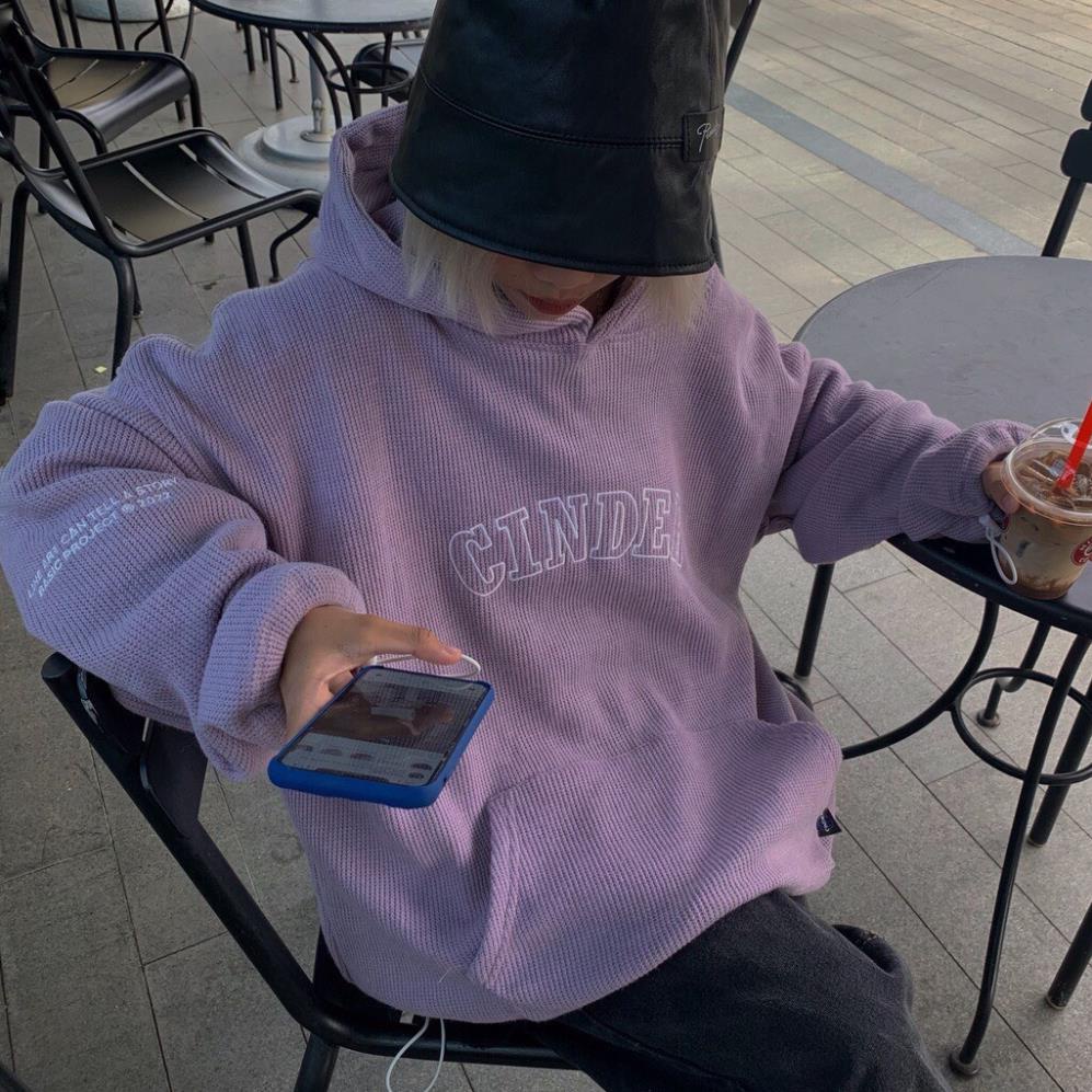 Hoodie Chất Xốp Thêu Chữ Cinder Dáng Rộng Mũ 2 Lớp Form To Nam Nữ Unisex Kiểu Dáng Trẻ Trung