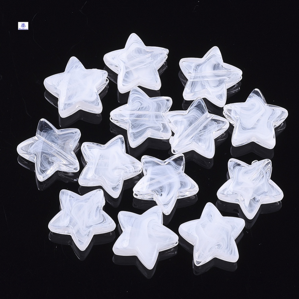 Set 100 hạt acrylic giả đá quý hình ngôi sao trong suốt 3.5x14x5mm lỗ 1.6mm