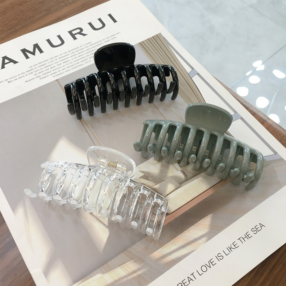 (Hàng Mới Về) Kẹp Tóc Bằng Nhựa Màu Trơn Phong Cách Hàn Quốc Cho Nữ