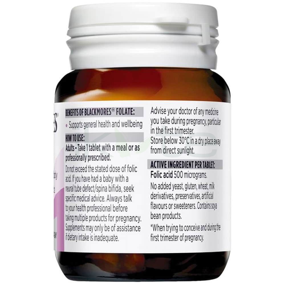 Viên uống Blackmores Folate 500mcg - bổ sung Acid Folic cho bà bầu (90 viên)