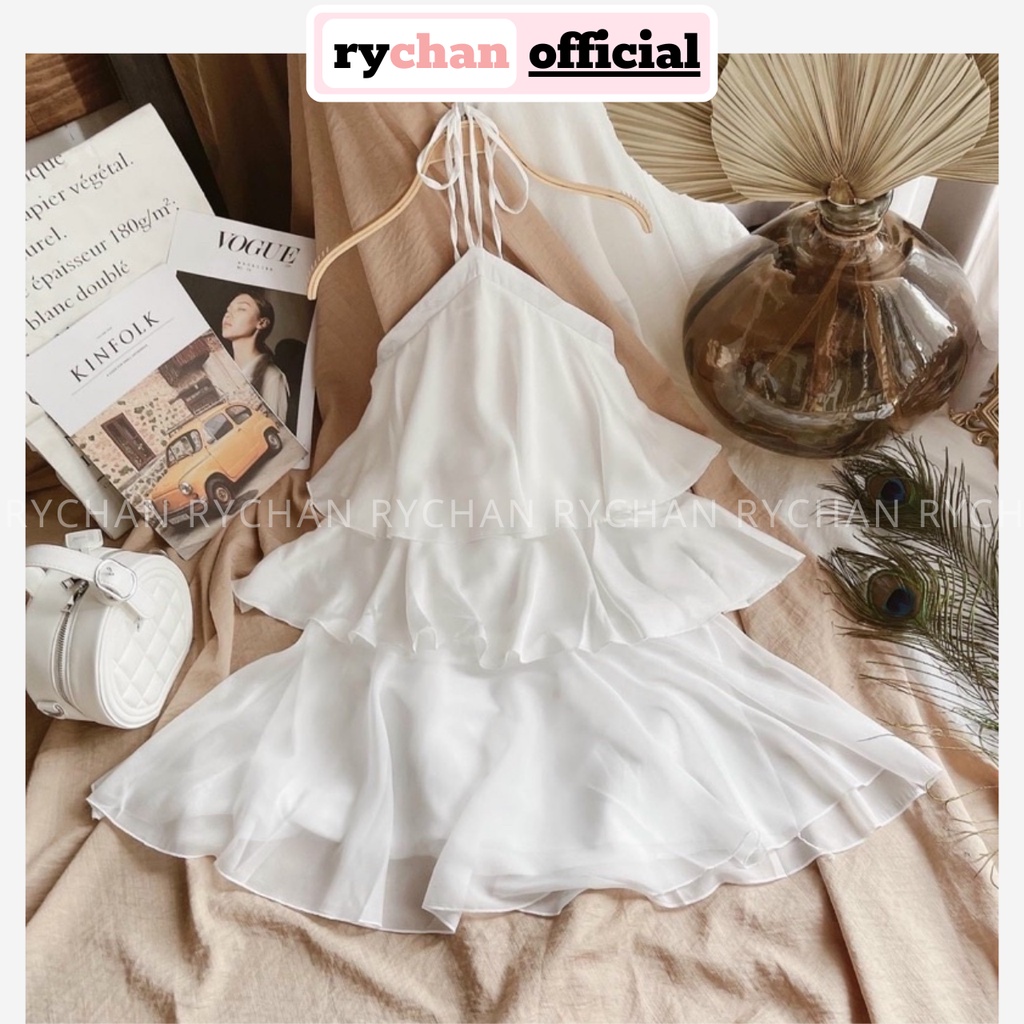 Đầm Váy Nữ Dạo Biển Form Ngắn Cổ Yếm 3 Tầng Sang Trọng Thanh Lịch Màu Trắng [ẢNH THẬT CUỐI] - DX9899
