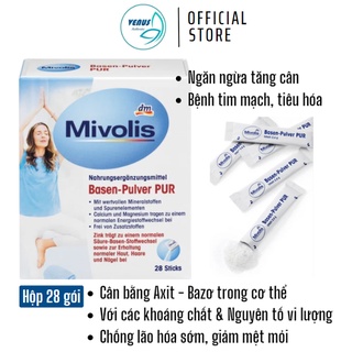 Gói uống kiềm Mivolis Basen-Pulver PUR Đức cân bằng Axit-Bazơ ngừa tăng cân, lão hoá, tim mạch- Hộp 28 gói – Nội địa Đức