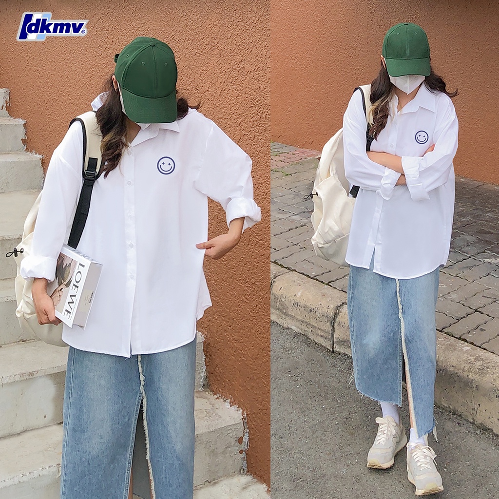 Áo sơ mi nam nữ dài tay form rộng DKMV - Shirt Smile | K12-T5