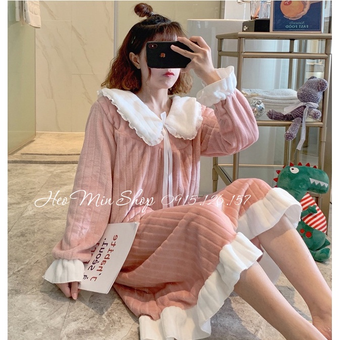 (ORDER) Váy ngủ lông cừu dày dặn phong cách công chúa N06