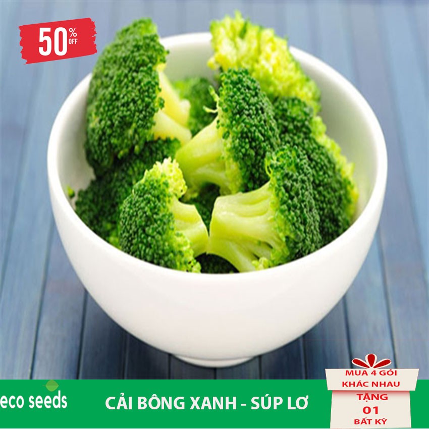 [Sale 50%] Hạt giống Bông Cải Xanh R2 Eco seeds - Súp Lơ KLT 500mg, Tỷ lệ nảy mầm cao, cây sinh trưởng và phát triển tốt