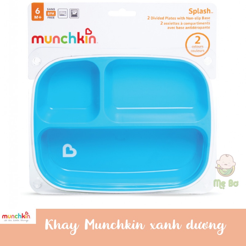 [Chính hãng] Khay/ Đĩa ăn dặm chia ngăn chống trượt cho bé ăn dặm Munchkin