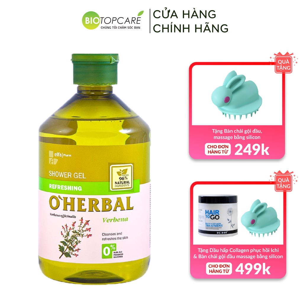 Sữa tắm dưỡng trắng da O'Herbal chiết xuất Mã Tiên Thảo 500ml - BioTopcare Official - TN193