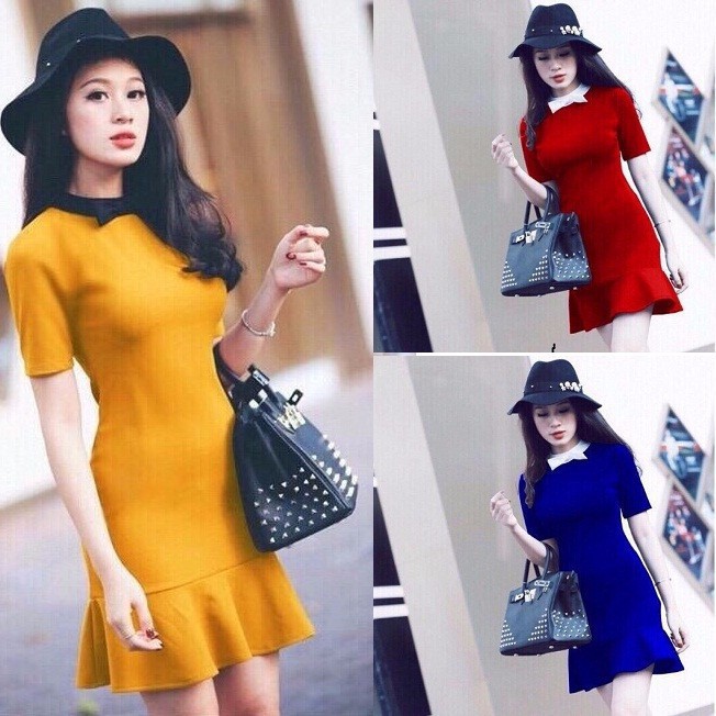 Đầm Suông Đuôi Cá Nơ Ngực
