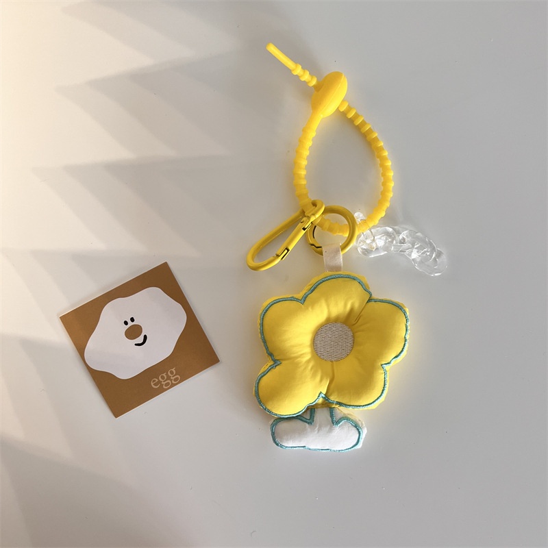 Móc treo túi xách bằng vải cotton thêu mặt hoa dễ thương cho nữ tùy chọn màu sắc