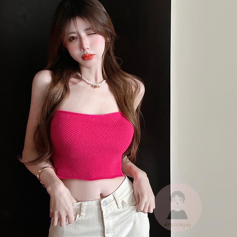 Áo Dệt Kim Hai Dây Màu Trơn Thời Trang Mùa Hè Cho Nữ