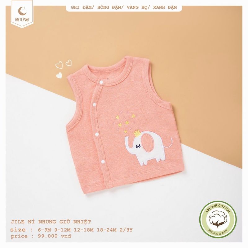 Moon  - Áo gile nỉ dày ấm cho bé trai, bé gái từ sơ sinh đến 36 tháng
