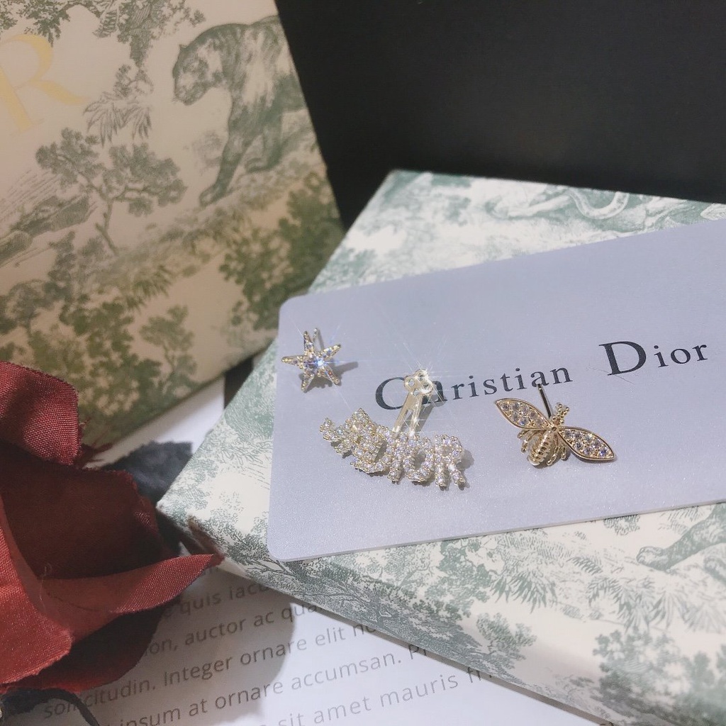 DIOR Khuyên Tai Bạc S925 Họa Tiết Chữ CD Thời Trang Dành Cho Nữ