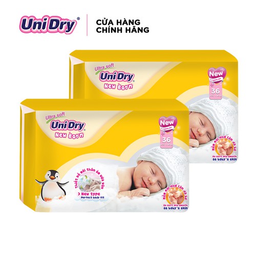 Combo 2 tã dán sơ sinh Unidry 36 Miếng