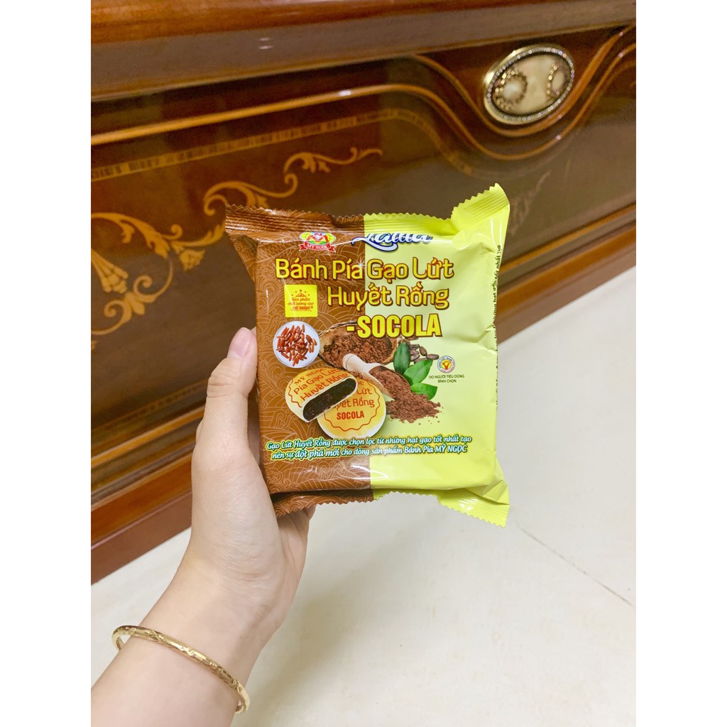 LaLiLa _ 360g 4 Bánh pía CHAY gạo huyết rồng SOCOLA tươi, KHÔNG CÓ trứng muối & SẦU RIÊNG, có Vitamin nhóm B tốt trí nhớ