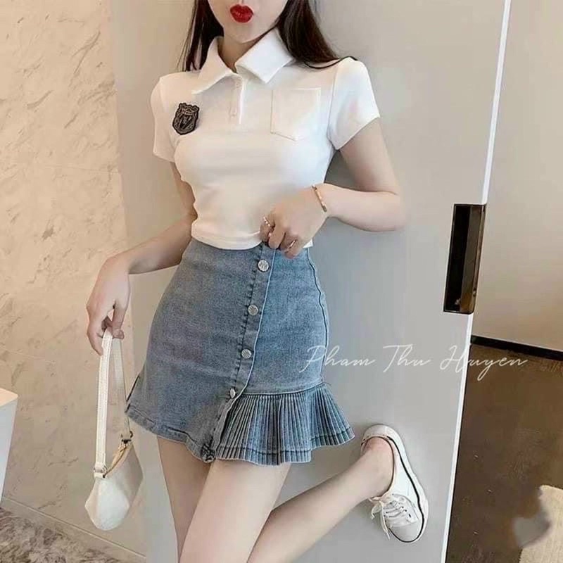 Chân Váy Bò Cạp Cao Phối Đuôi Cá Bèo Nhún Phong Cách Cá Tính (Có ảnh thật) | BigBuy360 - bigbuy360.vn