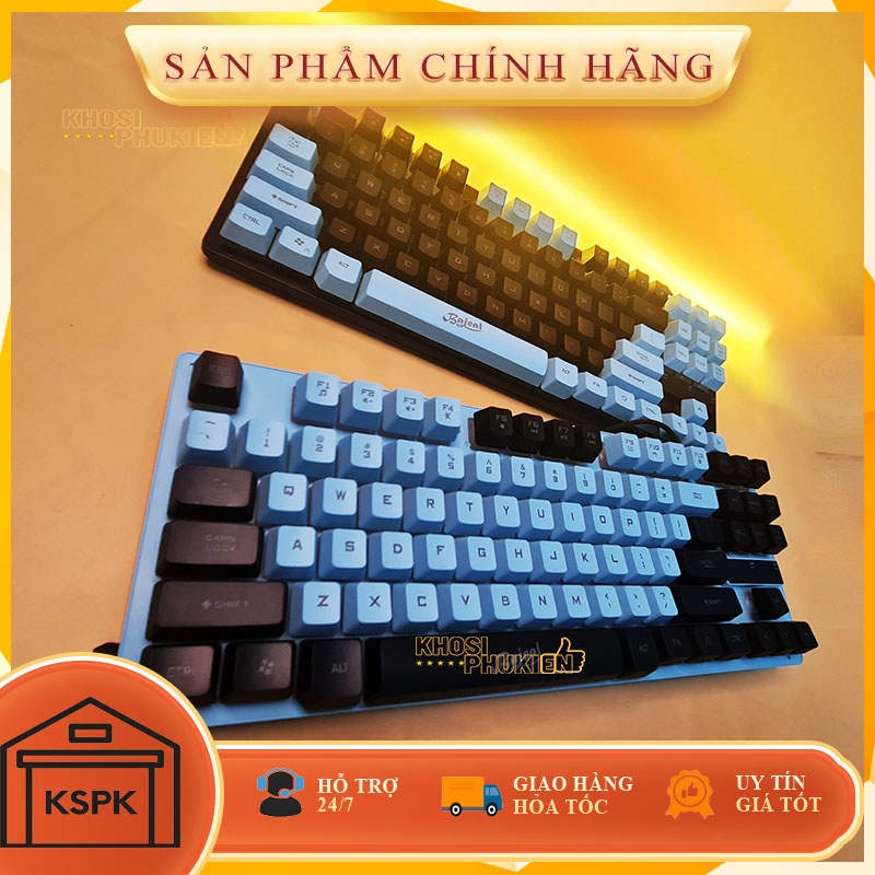 Bàn phím giả cơ mini giá rẻ 87 phím gaming có led máu xanh đen KSPK