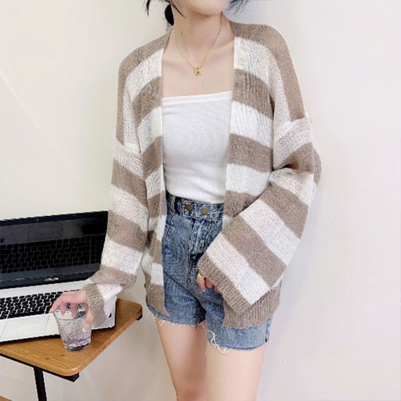Áo khoác cardigan YEYA dệt kim tay dài dáng rộng thời trang dành cho nữ