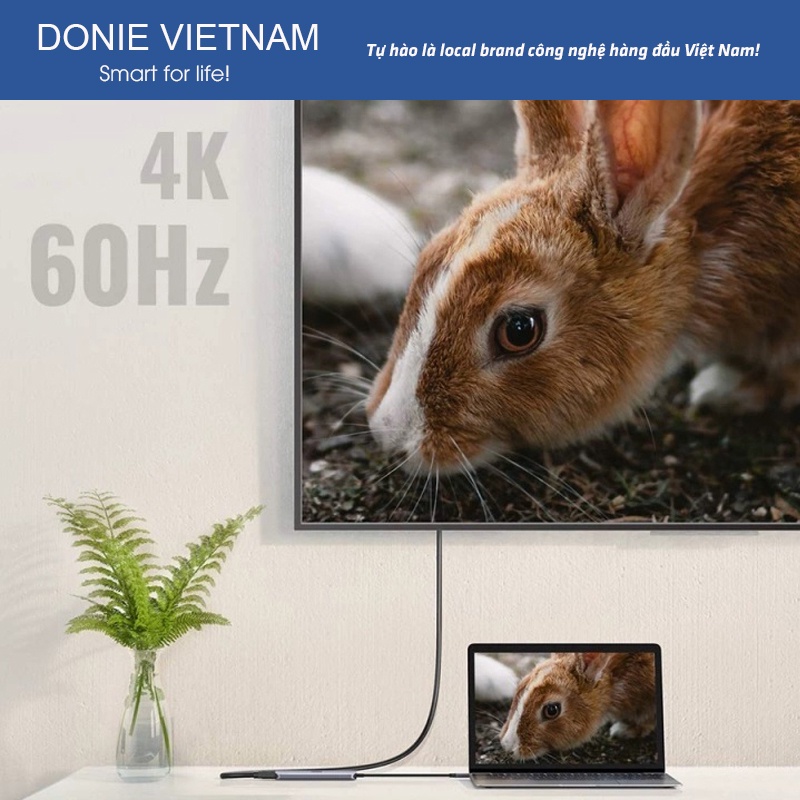 Cáp Chuyển Ugreen 70495 USB-C Sang HDMI 4K 60Hz, 3 USB 3.0, PD 100W Chính Hãng