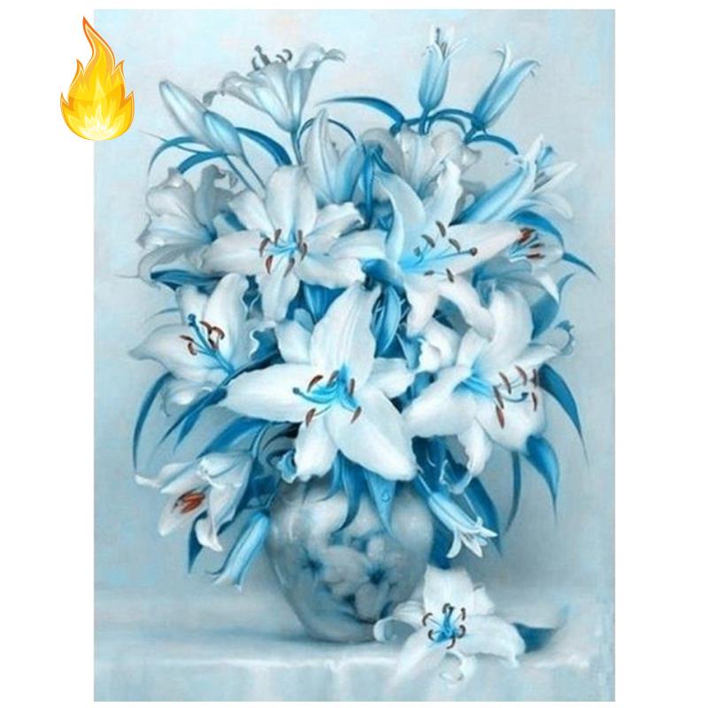 Tranh đính đá kim cương toàn bộ 5D DIY hình hoa lily